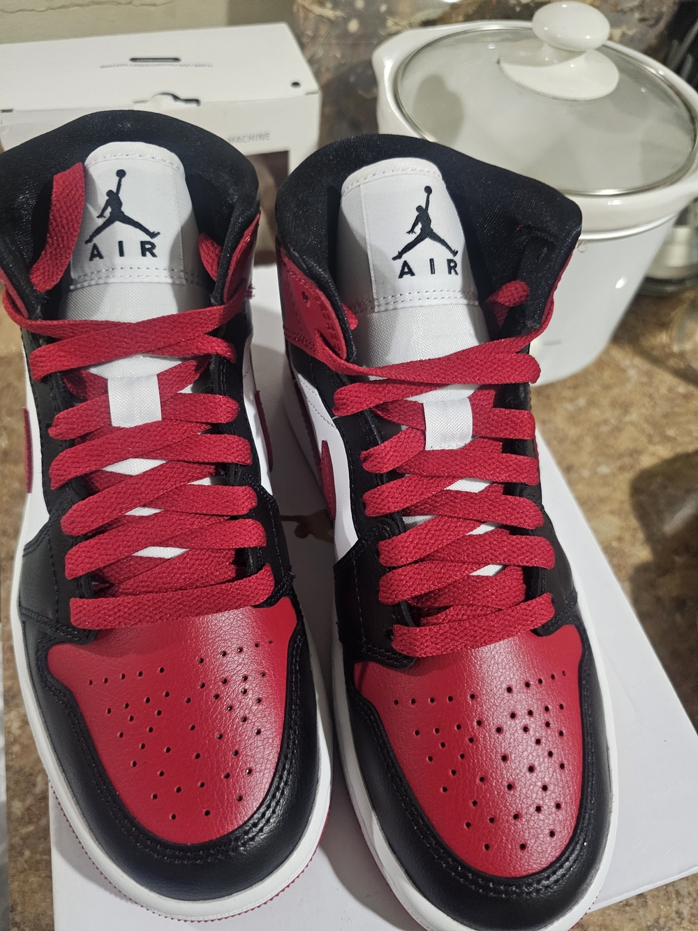 Nike Air Jordan 1 High-Top Sneakers in Red, Black, White